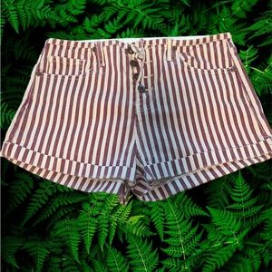 Forever 21 Shorts Womens Juniors 30 Striped Buttons Pockets